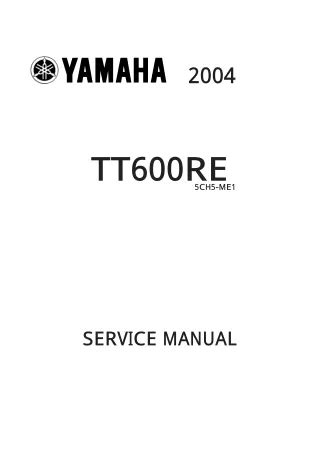 Yamaha Tt600re Motorcycle Workshop Service Repair Manual 2004