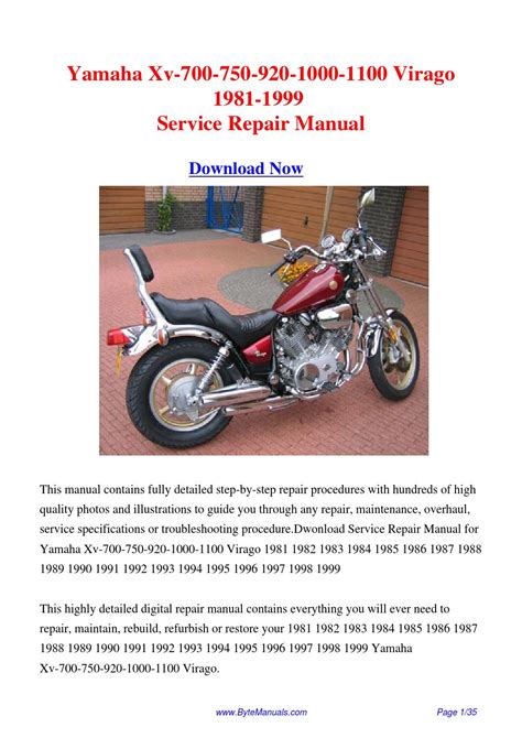 Yamaha Xv1100 Virago 1981 1999 Repair Service Manual Pdf