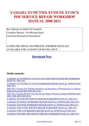 Yamaha Xv19ctmx Xv19csx Xv19cx Pdf Service Repair Workshop Manual 2008 2011