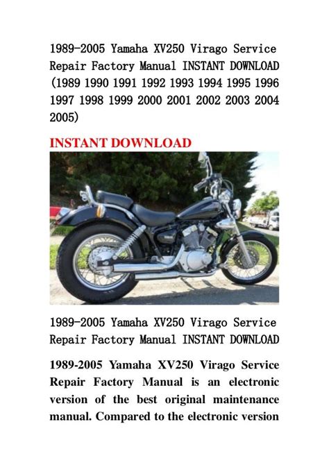 Yamaha Xv250s Virago Service Repair Manual Download