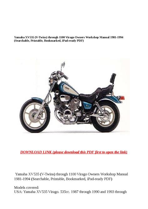 Yamaha Xv535 Virago 1988 1994 Repair Service Manual Pdf