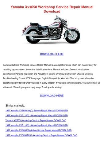 Yamaha Xvs650 Workshop Service Repair Manual Download