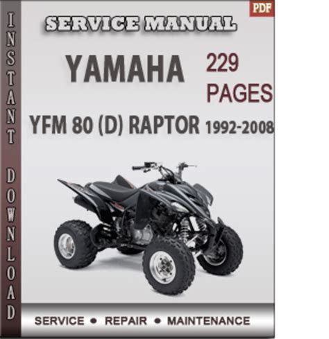 Yamaha Yfm 80 D Raptor 1992 2008 Factory Service Repair Manual Download