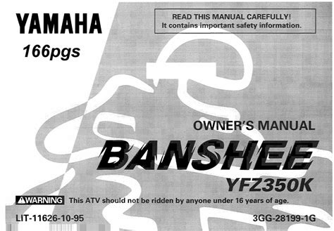 Yamaha Yfz350k Banshee Owners Manual 1998