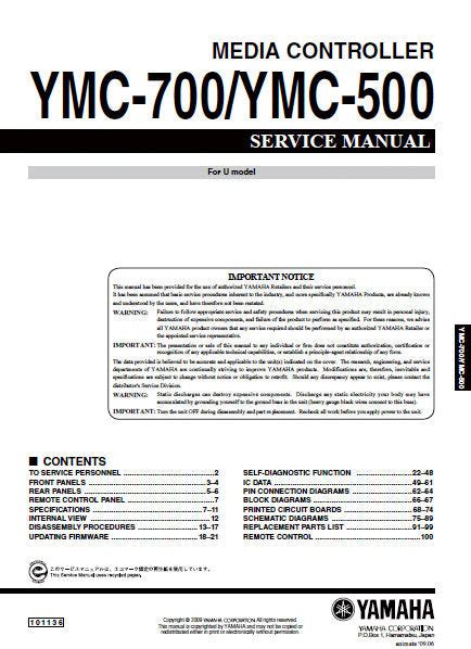 Yamaha Ymc 500 Ymc 700 Media Controller Service Manual Repair Guide