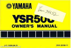 Yamaha Ysr50 Ysr50u Parts Manual Catalog 1988