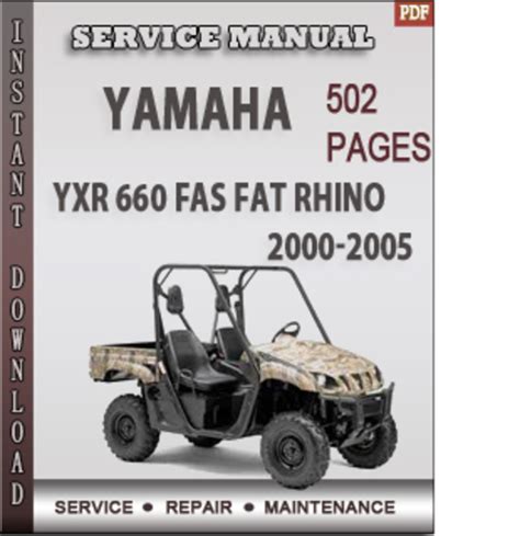 Yamaha Yxr 660 Fas Fat Rhino 2000 2005 Factory Service Repair Manual Download