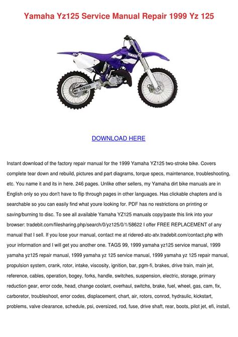 Yamaha Yz125 Pdf Service Repair Workshop Manual 1999 2000