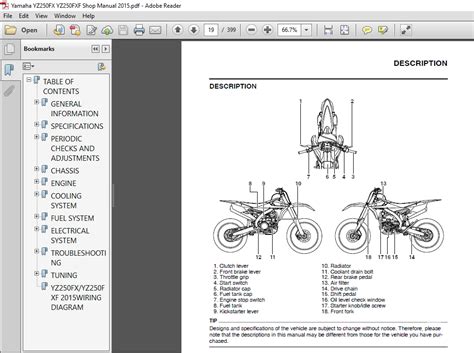 Yamaha Yz250fx Yz250fxf Shop Manual 2015