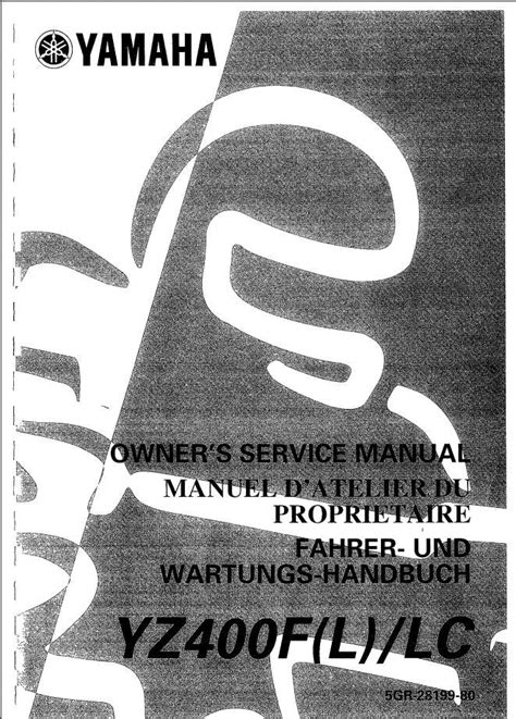 Yamaha Yz400 F K L C Service Repair Manual Pdf 98 On