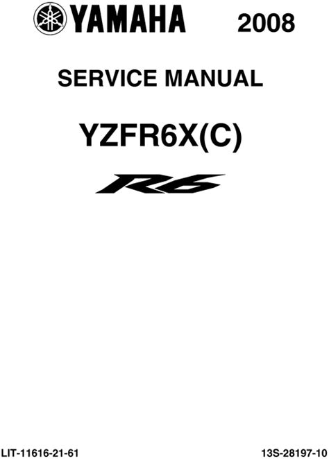 Yamaha Yzf R6 2008 X C Service Manual Eng