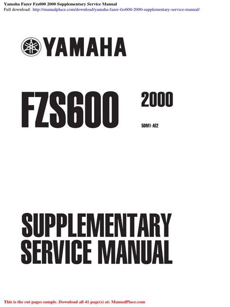 Yamaha Zfs600 2000 Supplementary Service Manual