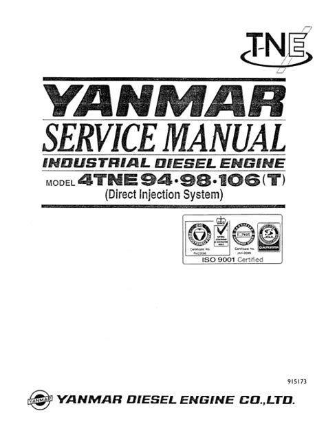 Yanmar Diesel Engine Model 4tne94 4tne98 4tne106t Service Repair Manual Download