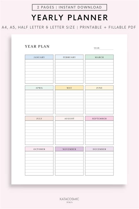 Year Planner Template