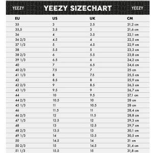 Yeezy 350 Shoe Size Chart