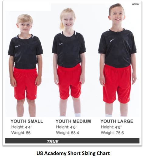 Youth Large Shorts Size Chart