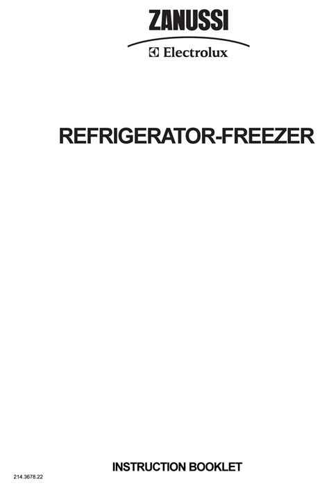 Zanussi Electrolux Fridge Freezer Manual