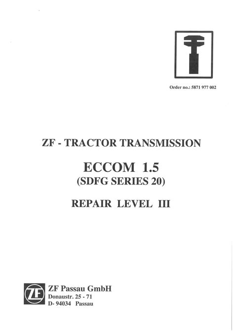 Zf Tractor Transmission Eccom 1 5 Workshop Manual