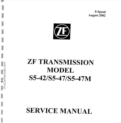 Zf Transmission Model S5 42 S5 47 S5 47m Service Workshop Repair Manual Download