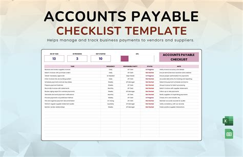 accounts payable checklist template excel, Accounts payable checklist template