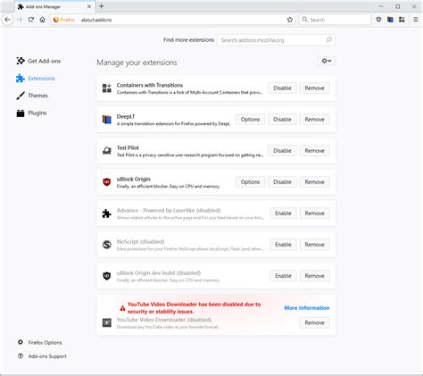 add-ons manager firefox, Firefox addons manager show addon counts & id