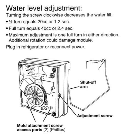 adjustment screw on ice maker