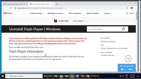 adobe flash player unsupported version detection, How do i uninstall adobe flash player