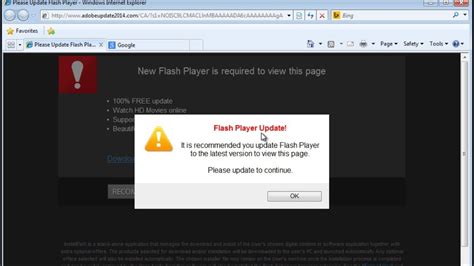 adobe flash player update popup, How to remove ‘adobe flash player is out of date’ pop-up virus