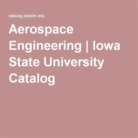 Aerospace Engineering Catalog Iowa State