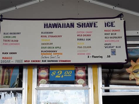 aloha shaved ice menu