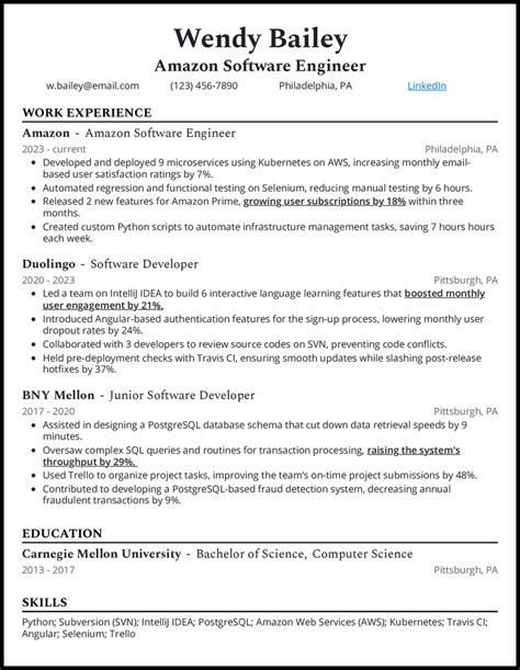 amazon software engineer resume, Amazon software engineer resume examples