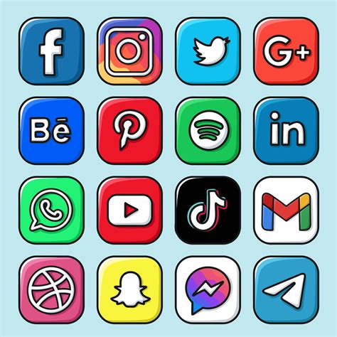 app logo design cartoon, Set logo icon social media hand drawn doodle cartoon vector
