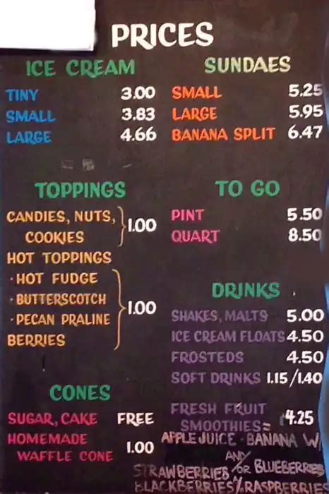 austins ice cream menu