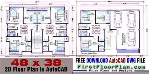 autocad floor plan pdf, House plan 38'x21' download free pdf file