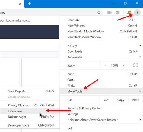 avast secure browser extensions, Microsoft apps