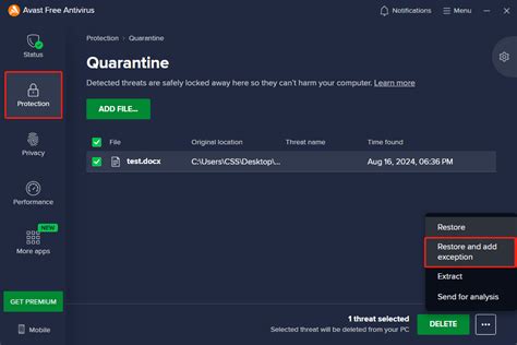 avg quarantine file cannot be restored, Resolving threats