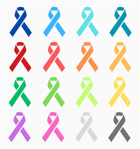 awareness ribbon, A set of awareness ribbons of different colors, symbolic ribbons to