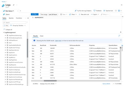 azure monitor logs table reference, Observability in azure using built-in and third-party tools