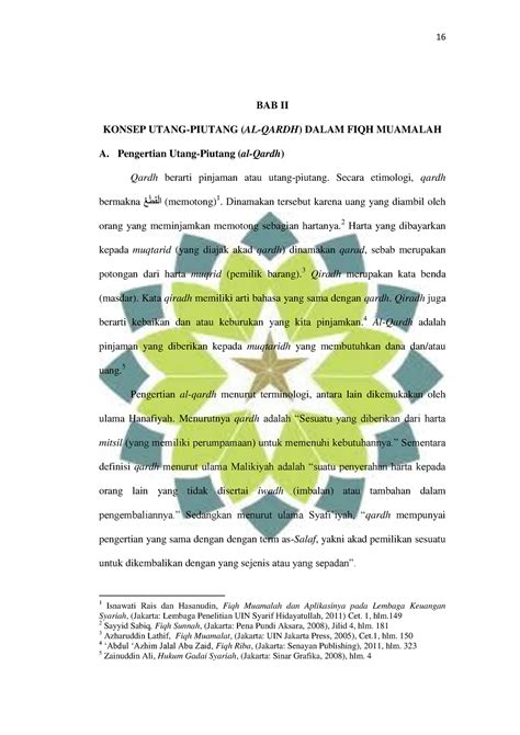 BAB II KONSEP UTANG-PIUTANG AL-QARDH DALAM FIQH MUAMAdigilibuinsgdacid171322_abstrakpdf PDF Download