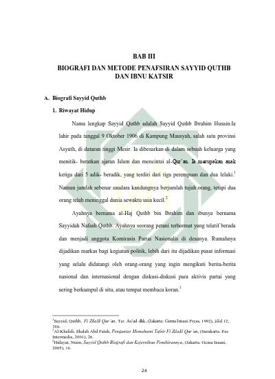 BAB III BIOGRAFI SAYYID QUTB DAN AL-QURTUBI DAN PDF Download