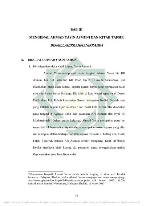 BAB III MENGENAL AHMAD YASIN ASMUNI DAN KITAB TAFSIR PDF Download