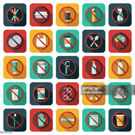 ban single-use plastics icon, Premium vector
