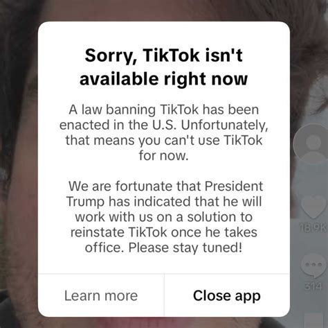 ban tik tok notification, Tik tok ban
