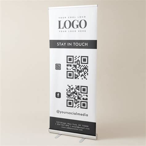 banner design with logo and qr code, Your qr code logo name website promotional company retractable banner