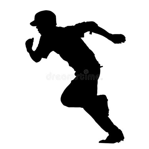 base runner silhouette, Baseball sprints. Silhouette of a baseball player running on white background. base
