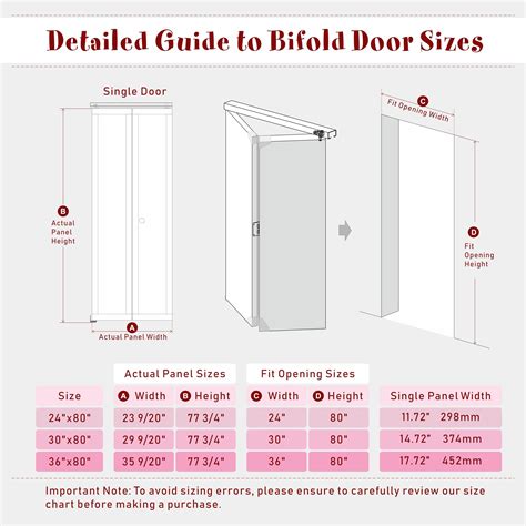 Bifold Door Sizes Chart