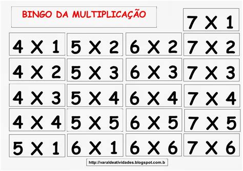 bingo da multiplicação como jogar