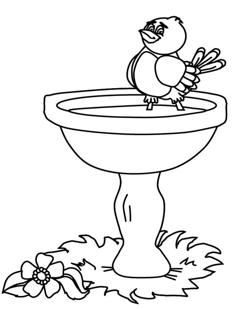 bird bath coloring page, Bird bath coloring pages