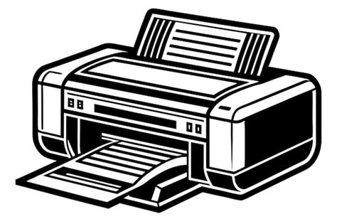 black and white drawing of printer, Premium vector