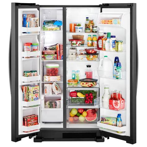 black side by side refrigerator without ice maker
